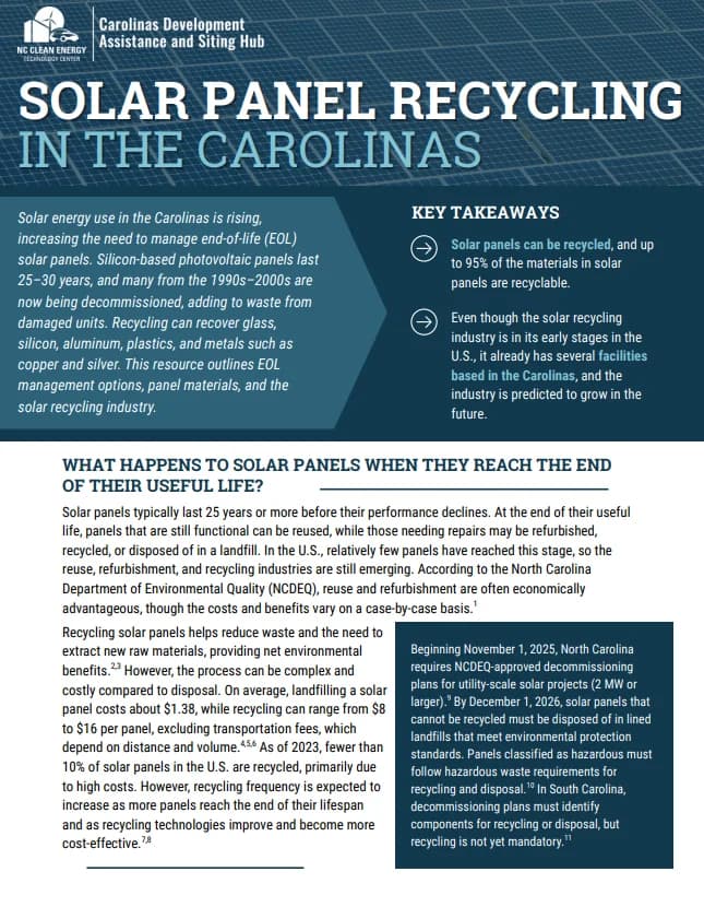 Solar Panel Recycling Fact Sheet