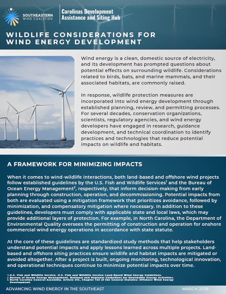 Wildlife Considerations for Wind Energy Development